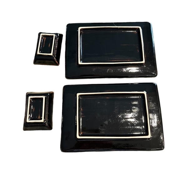 Set of Two Japanese Sushi Plates and Sauce Dishes Modern Design - Picture 3 of 9